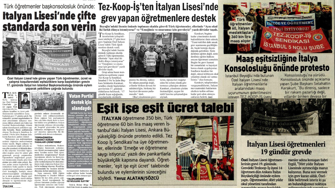 Özel İtalyan Lisesi Öğretmenleri İçin Gerçekleştirdiğimiz Basın Açıklamaları Medyada Geniş Yankı Buldu