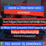 Özel İtalyan Lisesindeki Eşitsizliğe Karşı Ankara İtalya Büyükelçiliği Önünde Buluşuyoruz!
