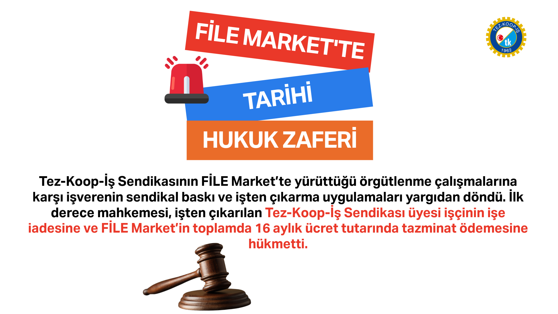 FİLE Market’te Büyük Hukuk Zaferi: Mahkemeden Emsal Sendikal Tazminat Kararı!